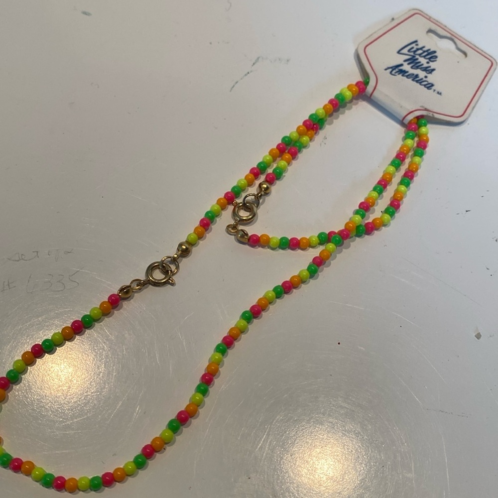 NWT & Vintage 1990s Little Miss America Necklace & Bracelet Set